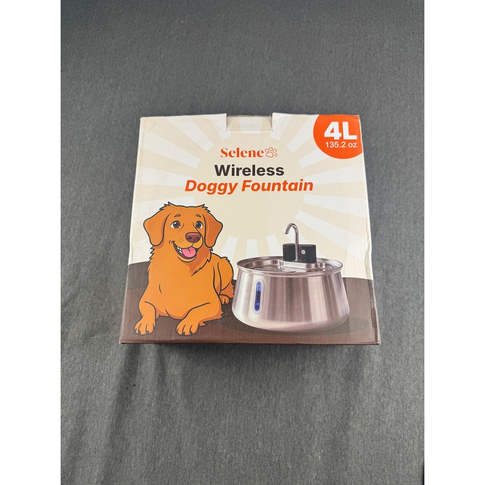 Selene Wireless Doggy Fountain 4L Stainless Steel Pet Water Dispenser USB-C